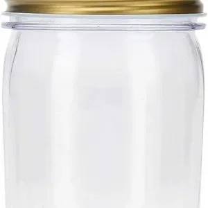 Kitchen | 8 Ounce Clear Plastic Jars With Gold Lids Refillable Round ...